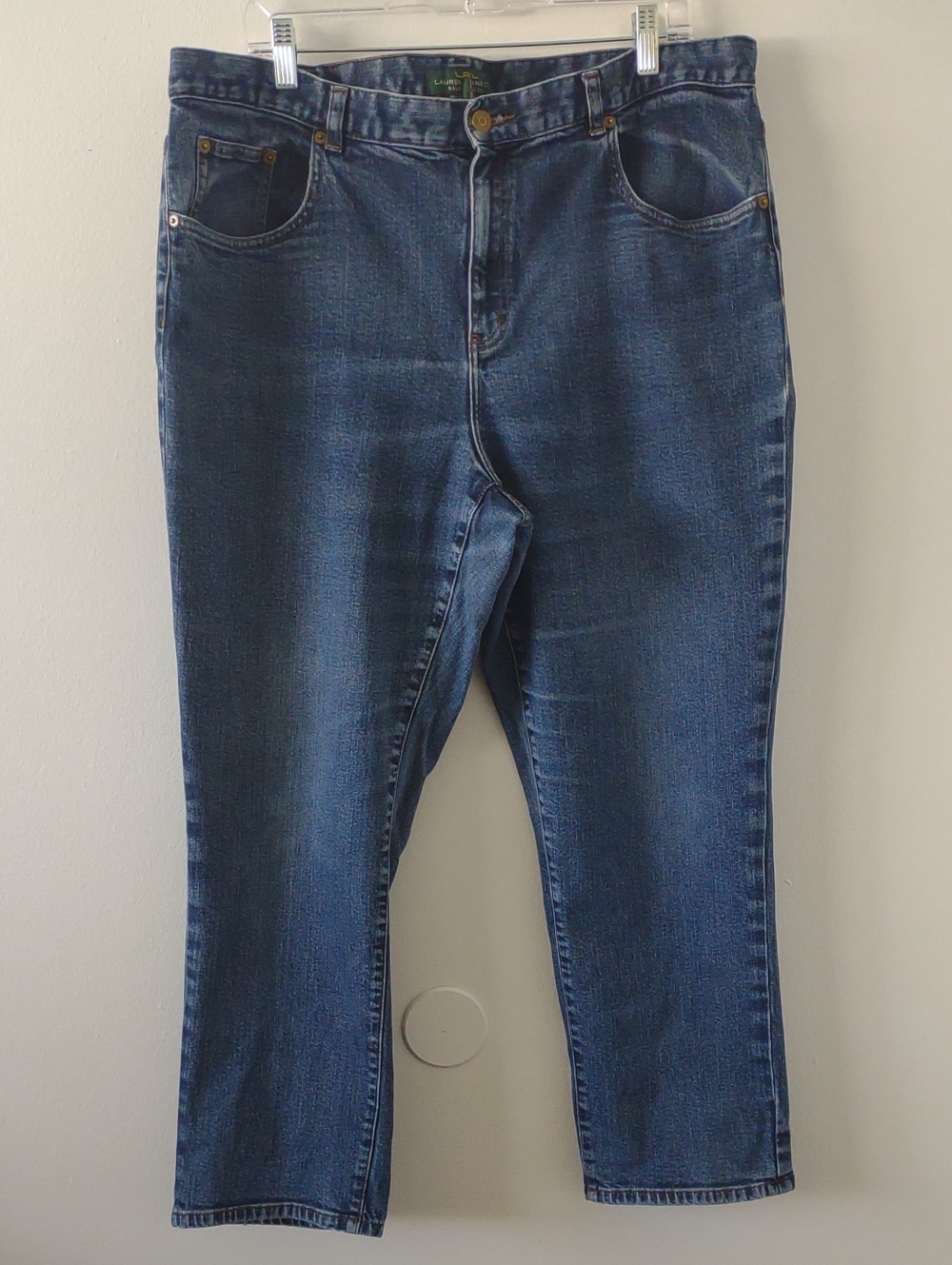 Lauren Ralph Lauren Women's 18W Dark Wash Straight Leg Jeans High Rise Plus Size